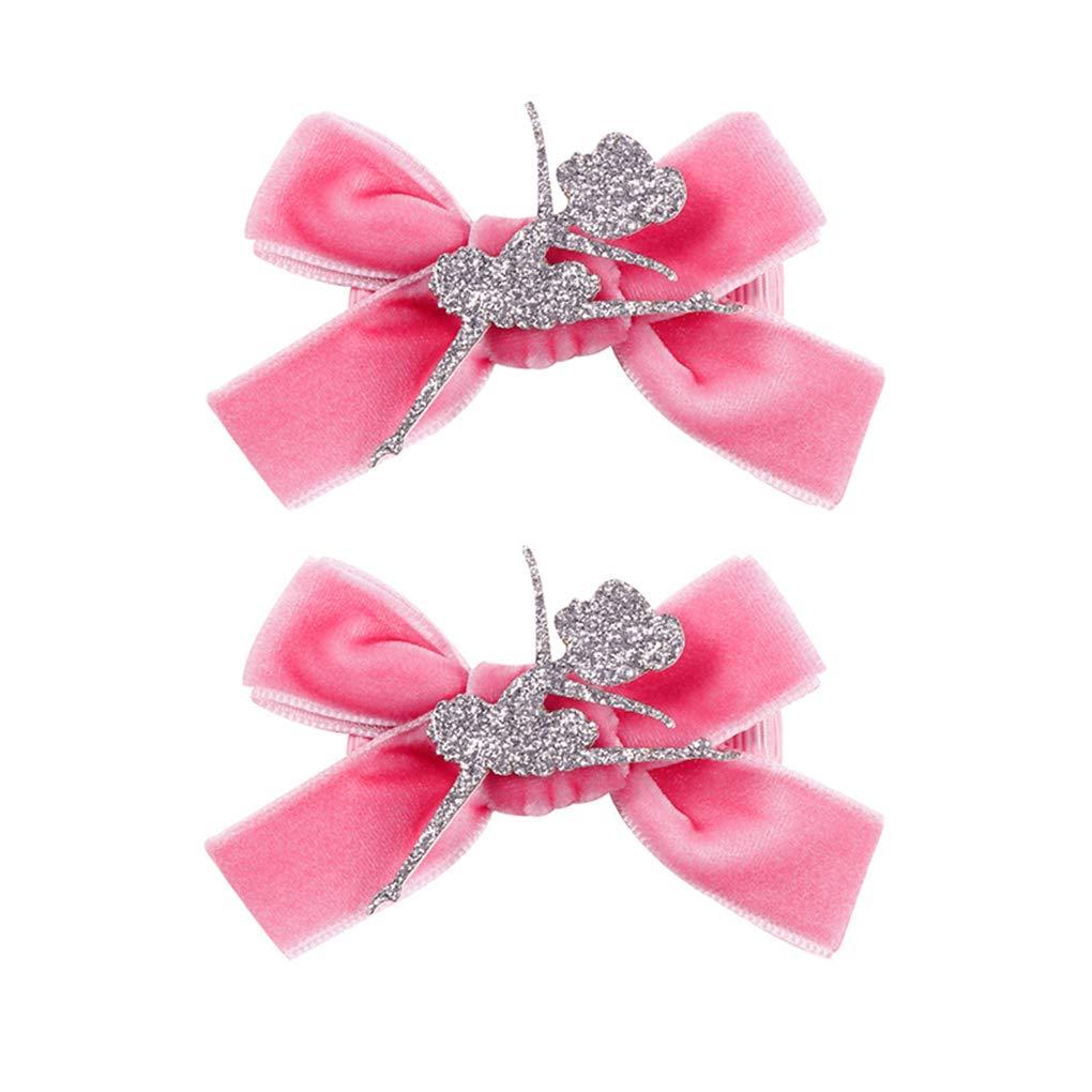 Ballet Dance Hair Clips Ballet Girls Hair Pin Girl Dance Hair Clips Hair Pin JBC37 (Silver Dance Girl-Pink Bow)