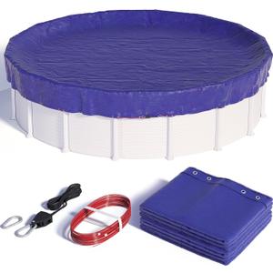 28 FT Round Winter Pool Cover for Above Ground Pools, Cable and Pulley