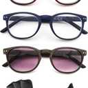 Reading Glasses Men Women Wood Grain Pattern Readers +0.75 With Sunglasses Readers 3 Pack