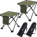 Roptat 2 Pack Camping Stool,Portable Folding Compact Lightweight Stool Seat for Camping Fishing Hiking Gardening Outdoor Walking Backpacking Travelling and Beach with Carry Bag (Dark Green)