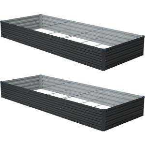zunatu 12x4x1 ft(2 Pack) Galvanized Raised Garden Bed,Outdoor Planter Box Metal Patio Kit Planting Bed for Vegetables Flowers and Succulents,Black