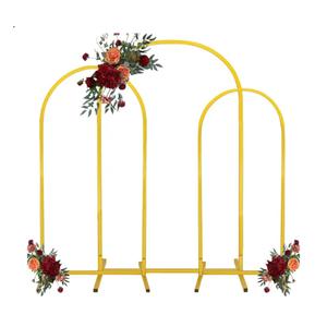 Set of 3 Wedding Arch Stand Gold Metal Arch Frame for Baptism Wedding Ceremony Birthday Party Bridal Baby Shower Event Celebration Decor (7.2FT, 6.6FT, 6FT