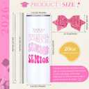 Hushee Class of 2026 Senior Night Gift 20 oz Graduation Tumbler Stainless Steel Insulated Travel Mug and Lid with Straws, Bow Senior 2026 Tumbler Graduation Gift for Her Women Team Coach (Pink)