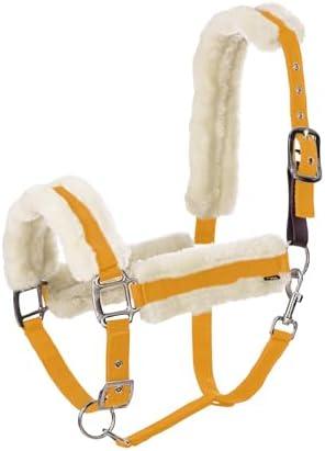 Equinavia Valkyrie Soft Ultra Fleece Padded Adjustable Breakaway Horse Halter - Golden Sunshine/White - Cob