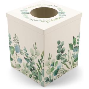 Cube 6 x 5 Iron Metal Tissue Box Holder Organizer Bathroom Vanity Countertop Night Stands Office Home, Floral