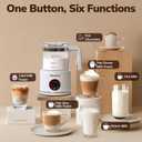 Large Electric Milk Frother and Steamer, 16.9oz/500ml Milk Steamer and Frother for Latte or Hot Chocolate, Dishwasher Safe, BPA Free, 6 Functions, Enjoy Perfect Milk Froth in 2 Min (White-Glass)