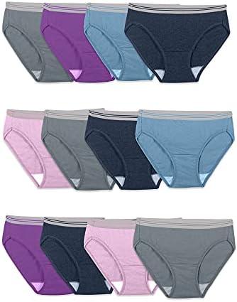 Fruit of the Loom womens Eversoft Cotton Underwear Multipacks, Tag Free & Breathable, Pack 12, Size 8