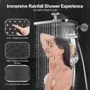 Rain Shower Head with filtered Handheld High Pressure rainfall Shower Heads with Handheld Spray Combo Adjustable one-piece stand daul shower head Built-in Magnetic Docking and Power Jets - Silver