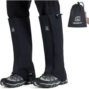 Leg Gaiters 100% Waterproof Adjustable Shoe Snow Boot Guard Gators for Hiking Shoe Cover Hunting Snowshoeing Climbing Walking for Women Men (Black)