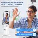 Auto Face Tracking Tripod 360 Rotating Cell Phone Photo and Video Kits Stand, No App, Camera Stand with Remote and Gesture Control, Rechargeable Smart Shooting Stand for Live Recording TiktokWhite