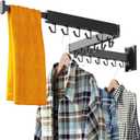 HEILAIYI Clothes Drying Rack for Laundry, Wall Mounted Clothes Hanger Rack, Folding, Retractable, Collapsible (J-Shape Hooks)
