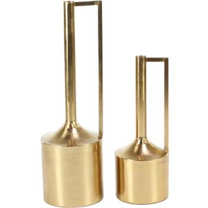Deco 79 Metal Decorative Vase Centerpiece Vases with Handles, Set of 2 Flower Vases for Home Decoration 16", 22"H, Gold
