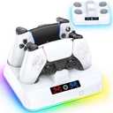 OIVO PS5 Controller Charger Station, Drop & Go Design Compatible with Sony PlayStation 5 DualSense/Edge Remotes, Fast Charging Dock with RGB Light & LED Indicator, Must Have PS5 Accessories