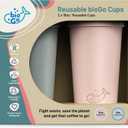 bioGo Reusable Coffee Cups - Faded Pink & Pastel Gray - 16oz x 2 - Microwave & Dishwasher Safe - Perfect for Couples - To Go Cups Dishwasher Safe - Microwavable Cups with Lids