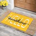 Hello Sunshine Door Mat Summer Doormat 17 X 29 Inch Yellow Doormat Decorative Entrance Mat Non-Slip Rubber Backing Floor Mat Washable Seasonal Spring Welcome Rugs for Indoor Outdoor