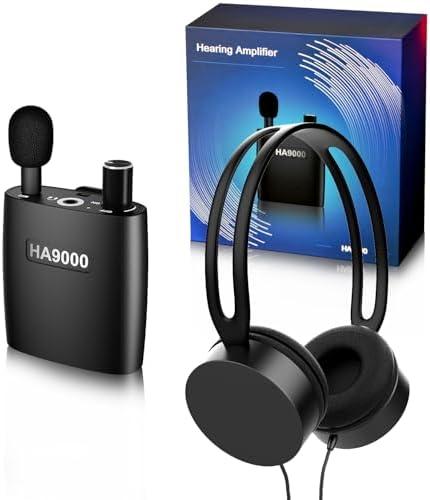 Personal Sound Amplifier PSAP the Latest Gen Model HA9000, Rechargeable Hearing Aid Device Hearing Amplifier with Headphones, Detachable Microphone, Type-C Charging for Seniors, Adults, Elderly