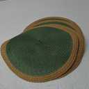 Round Braided Placemats Set of 4 Table Mats 15 Inches Washable Heat Resistant for Dining Table Non-Slip Indoor Outdoor Place Mats for Thanksgiving Christmas Easter(Green Wide Edge 4)