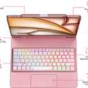 CC Store Keyboard Case for iPad Air 13 (M4 2026/M3 2025/M2 2024),180 Swivel 7 Colors Backlit,Multi-Touch Trackpad for iPad Air 13 inch Case Keyboard,Pro 12.9(6th,5th,4th,3rd gen),Rose Gold