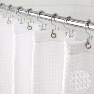GORILLA GRIP Textured Shower Curtain, Thick Weighted Fabric, Wrinkle and Rust Resistant, Hotel Quality Design, Heavy Duty Curtains for Bathroom Showers, Bath Tubs, Machine Wash, 72x72, White