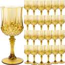 Plastic Glasses Plastic Goblets Vintage Style Cordial Drinking Glasses for Wedding Reception, Grand Event Party Supplies (24, Gold)