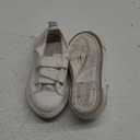 Toddler Low Top Canvas Sneakers Adjustable Straps Boys and Girls Slip on Shoes (White) Size 8