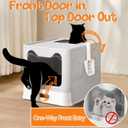 Enclosed Cat Litter Box with Lid Top Exit Covered Metal Stainless Steel Litter Box Leak Proof & Odorless Easy to Clean Including Cat Litter Scoop and Litter Mat