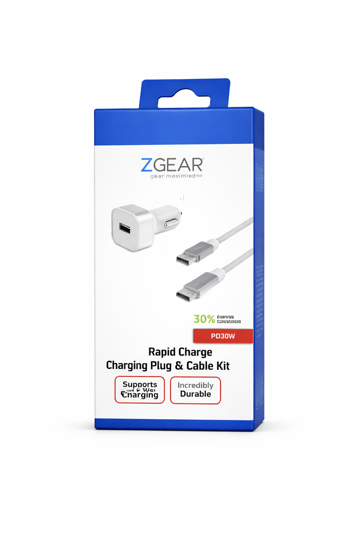 ZGear Power Plus Charging Essentials 3 Pc Kit 7.5W att 4Ft Braded Cable