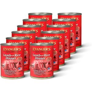 Evanger's Heritage Classic Lamb & Rice Dinner Dog Food  12 Count, 12.5 oz Each  Gluten & Grain Free, Complete Balanced Diet for All Life Stages  Wet Dog Food