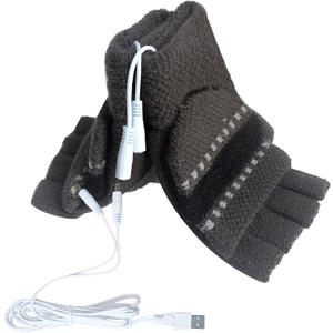 Women's & Men's USB Heated Gloves Mitten Full & Half Fingerless Winter Hands Warmer Laptop Gloves (New Black)