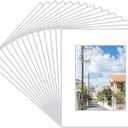 Prudiut 15 Pack 20x16 White Picture Mats, Frame Mattes for 11x14 Pictures Display Photo Frame Mat Core Bevel Cut Mat Board Show Kit for Photos, Prints, Artworks