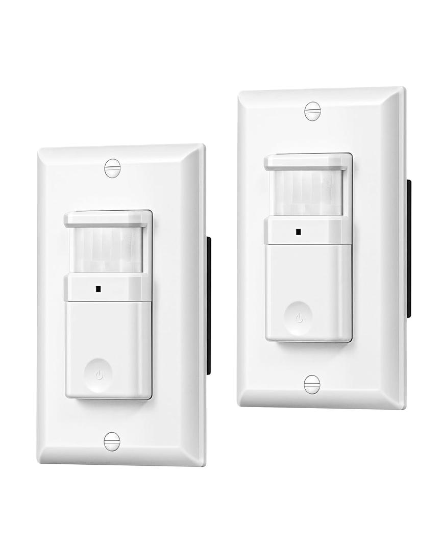 DEWENWILS Motion Sensor Light Switch, Single Pole, Motion Activated Wall Switch, Needs Neutral Wire, 5A for Hallway, Bathroom, Storage Room, 2 Pack, UL Listed, White