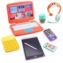 Pretend Play Home Office SetToy Kids Laptop,2 Cell Phones,LCD Writing Tablet,Pop Fidget Calculator,Headset & Beverage Cup for Toddlers(Ages 3+)Work Simulation Play