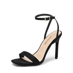 DREAM PAIRS Black Suede Heels Women's High Stilettos Sexy Open Toe Dress Shoes Ankle Strappy Wedding Party Club Dance Pumps Sandals, Size 8 US SDHS2214W