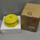 MyGift 7 Inch Round Yellow Ceramic Plant Pot with Drainage Hole and Attached Saucer, Modern Decorative Embossed Sunburst Planter Container for Indoor Home Garden