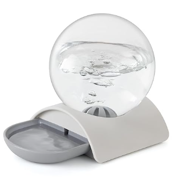 Vayugo Pet Water Dispenser, 2.8L Automatic Gravity Cat Water Dispenser for Cats, Dogs & Rabbit, Detachable Cat Dog Water Dish Feeder with Spherical Waterer Bubble, Grey