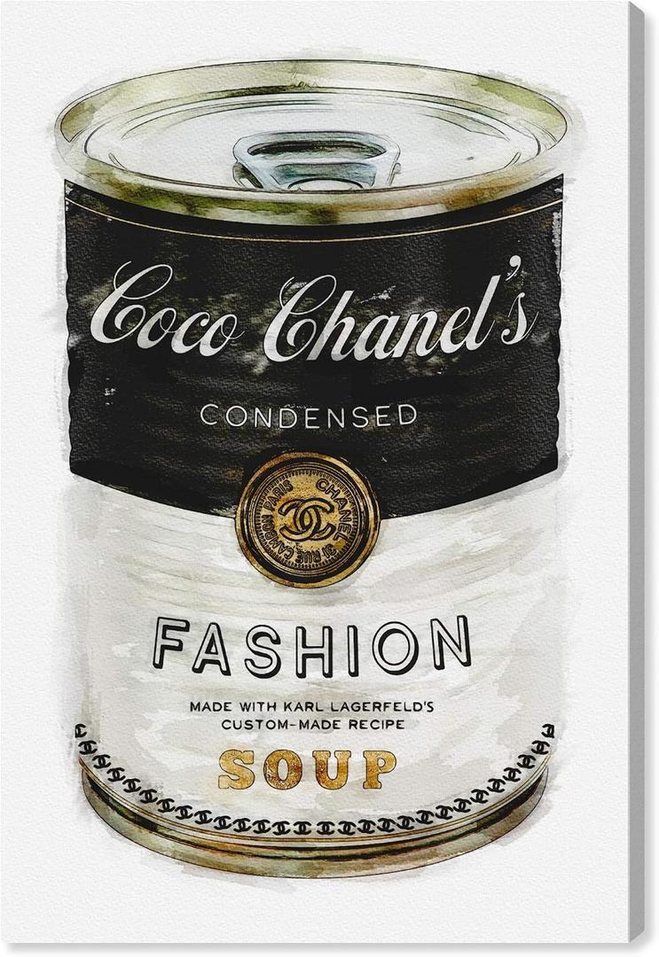 The Oliver Gal Artist Co. Fashion and Glam Contemporary Canvas Art - Fashion Soup, Wall Art for Living Room, Bedroom, and Bathroom, 20 in x 30, Black and Gold Home Decor