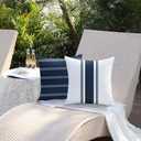 DFXSZ Outdoor Pillow Covers 18x18 Inch Set of 4 Navy Blue Waterproof Modern Geometry Throw Pillows Outdoor Summer Waterproof Decor for Patio Funiture Garden Polyester Cushion Covers 013N18