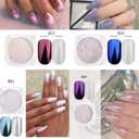 3 x 7 Colors White Pearl Chrome Nail Powder Aurora Metallic Nail Powder Holographic Mirror Effect Chrome Powder Mermaid Iridescent Shell Powder Glitter for Women Girls Nail Art Pigment Manicure