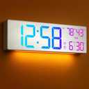 MASHI 18.5" Large Digital Wall Clock with Remote Control, Dual Alarm with Big LED Screen Dispaly,10 Adjustable Brightness, DST, Date Week,Temp for Living Room, Bedroom, Gift for Elderly (Black)