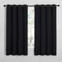 NICETOWN Bathroom Blackout Curtains and Drapes, 2 Panels, 55 inches Wide by 57 inches Long, Black Solid Thermal Insulated Grommet Blackout Drapery Panels for Window