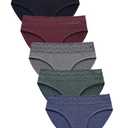 Wealurre Cotton Panties for Women Bikini Underwear Hipster Underpants Lace Briefs Pack(DarkSeries,S)