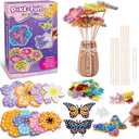 FORESTDREAM DIY Push-in Flower Bouquet Craft Kit, Creative Arts & Crafts Toys for Girls Ages 4-12, Fun Activity with 8 Flowers & 2 Butterflies, Perfect Birthday