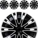 Hubcap Wheel Cover Replacement R14 Hub Caps Universal-Fit Steel Wheel Rim Cover ABS Material Exterior Accessories for Car Truck SUV -Set of 414-inchSilver-Black
