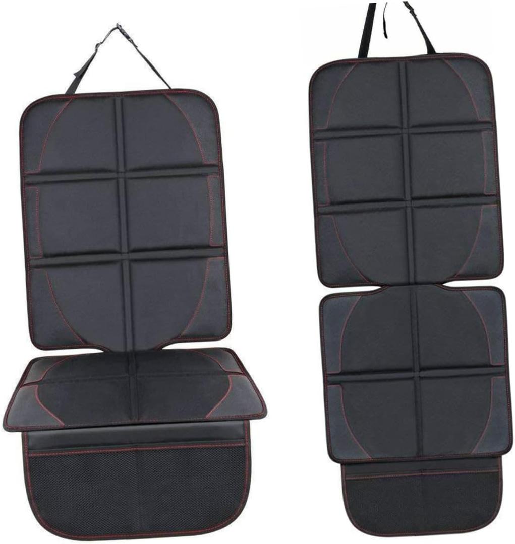 GLEAVI Auto Car Seat Protector Mat for Durable Washable with Storage Pockets for Seating Vehicles