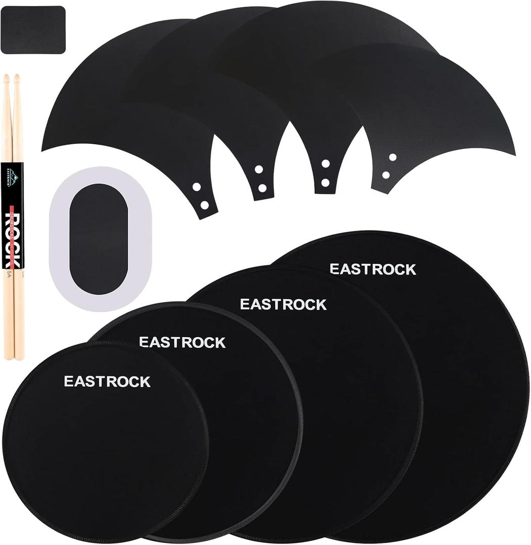 EASTROCK Drum Mute Pads Set 11 Pieces With Cymbal Pad + Hi hats Set Pad, Foam Drum Silencer Pads, Fit 10, 12, 14, 16" (Drum Mute Pad Pack)