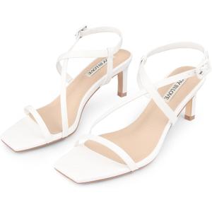 JOY IN LOVE Womens 2.5 Inch Kitten Heels Low Heel Square Open Toe Strappy Sandals, 10