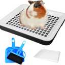 Fhiny Guinea Pig Litter Box, Small Pet Potty Training Chinchilla Bedding Litter Pan with Disposable Cage Liners & Cleaning Broom Cage Accessories for Young Guinea Pig Chinchilla (Black)