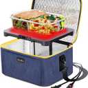 Aotto Portable Electric Lunch Box Food Heater, 12V/24V/110V 3-in-1 Car Food Warmer Heated Lunch Box for Adults, Cook, Reheat & Keep Meals Warm for Car, Truck, Travel, Work, Home - Navy Blue