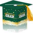 2 x 2026 Graduation Party Card Box, Green Gold Congrats Cap Card Holder Box with Tassel for 2026 Graduation Party Decoration