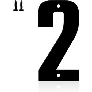 4 x 5" Aluminum House Numbers, Black Metal Address Door Numbers, Metal House Address Number for Outside, Modern Apartment Street Mailbox Number (2)
